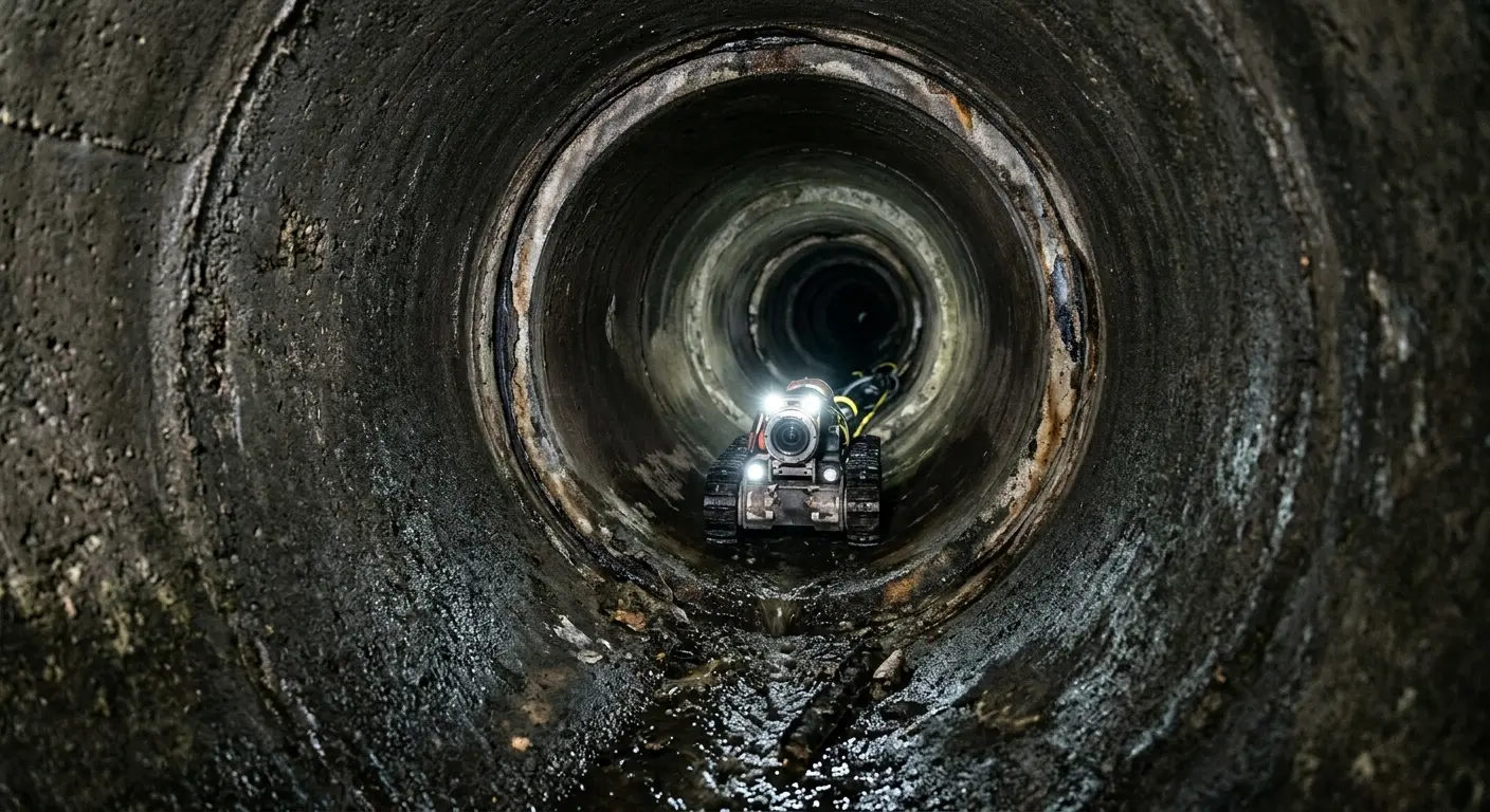 Robotic sewer camera inspecting pipe interior for Sewer Line Cleaning in Ham Lake